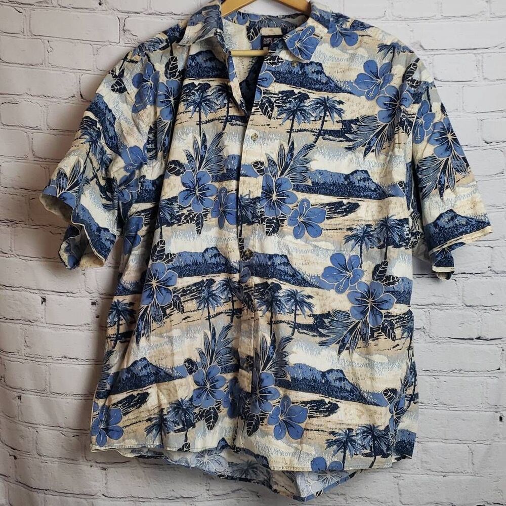 Vintage Men's Faded Glory Hawaiian Polo Shirt